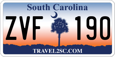 SC license plate ZVF190