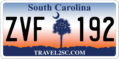 SC license plate ZVF192