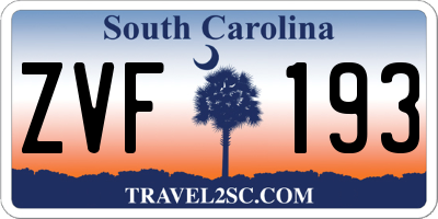 SC license plate ZVF193