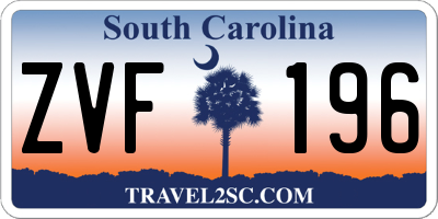 SC license plate ZVF196