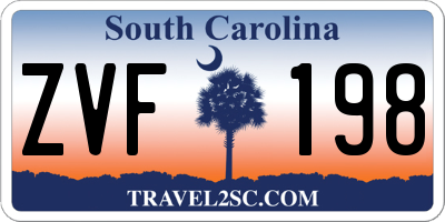 SC license plate ZVF198