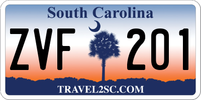 SC license plate ZVF201