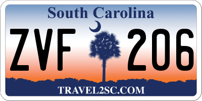 SC license plate ZVF206