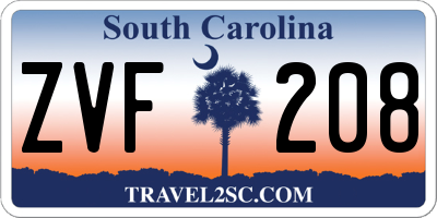 SC license plate ZVF208