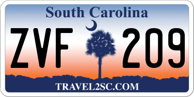 SC license plate ZVF209