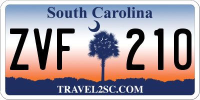 SC license plate ZVF210