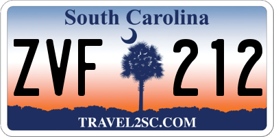 SC license plate ZVF212