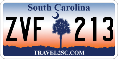 SC license plate ZVF213