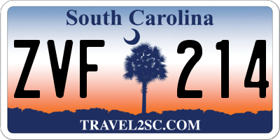SC license plate ZVF214