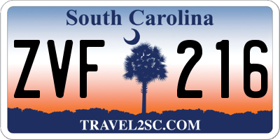 SC license plate ZVF216