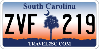 SC license plate ZVF219