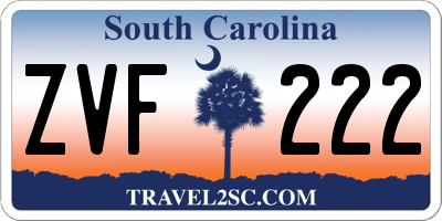 SC license plate ZVF222
