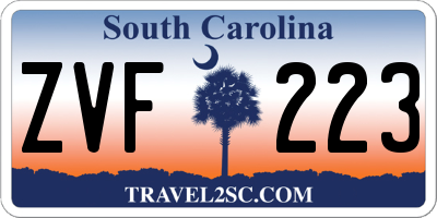 SC license plate ZVF223