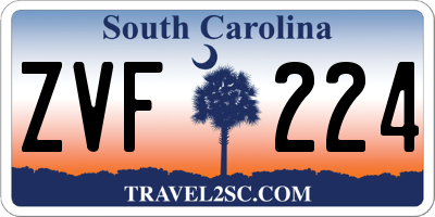 SC license plate ZVF224