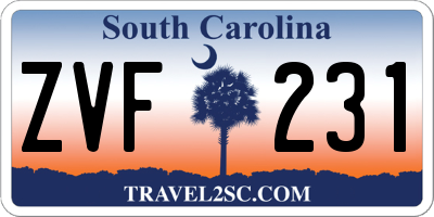 SC license plate ZVF231
