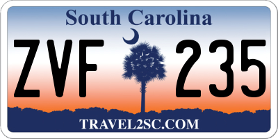 SC license plate ZVF235