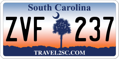 SC license plate ZVF237