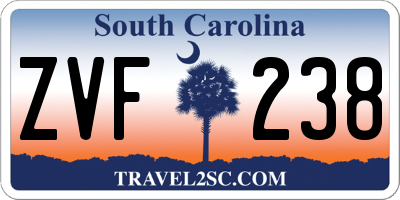 SC license plate ZVF238