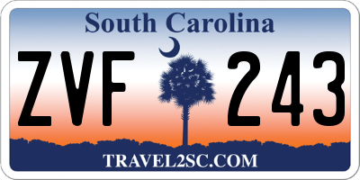 SC license plate ZVF243