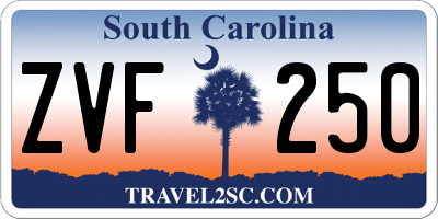 SC license plate ZVF250