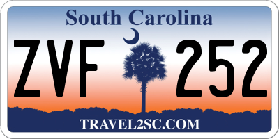 SC license plate ZVF252