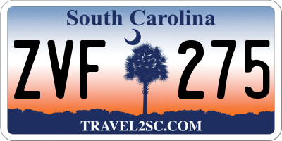 SC license plate ZVF275
