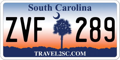 SC license plate ZVF289