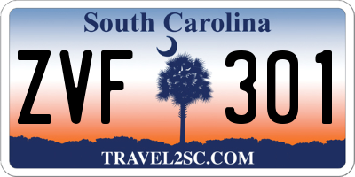 SC license plate ZVF301