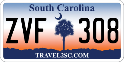 SC license plate ZVF308