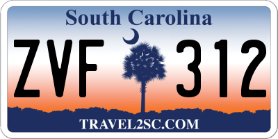 SC license plate ZVF312