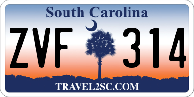 SC license plate ZVF314