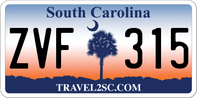 SC license plate ZVF315