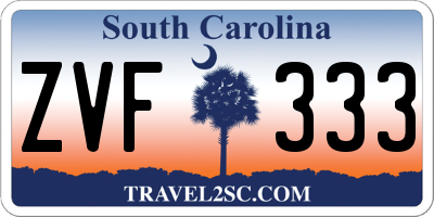 SC license plate ZVF333
