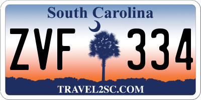 SC license plate ZVF334