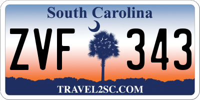 SC license plate ZVF343