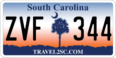 SC license plate ZVF344