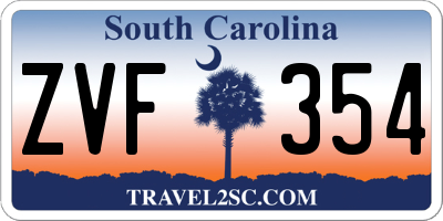 SC license plate ZVF354