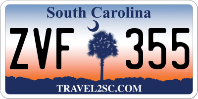SC license plate ZVF355