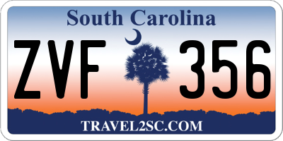 SC license plate ZVF356