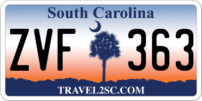 SC license plate ZVF363