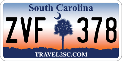 SC license plate ZVF378