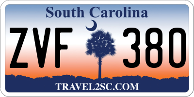 SC license plate ZVF380