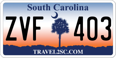 SC license plate ZVF403