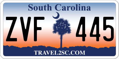 SC license plate ZVF445