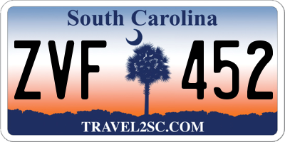 SC license plate ZVF452