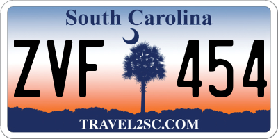 SC license plate ZVF454