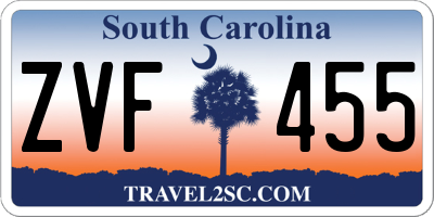 SC license plate ZVF455