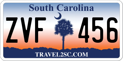 SC license plate ZVF456