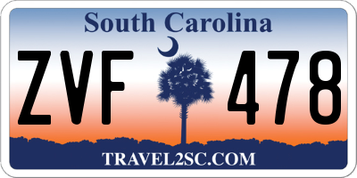 SC license plate ZVF478