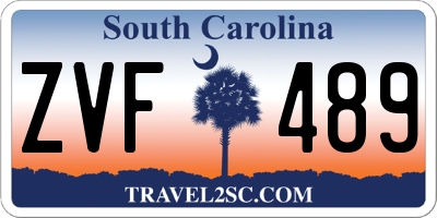 SC license plate ZVF489